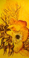 0034 Acrylmalerei Mischtechnik, 70 x 140 cm